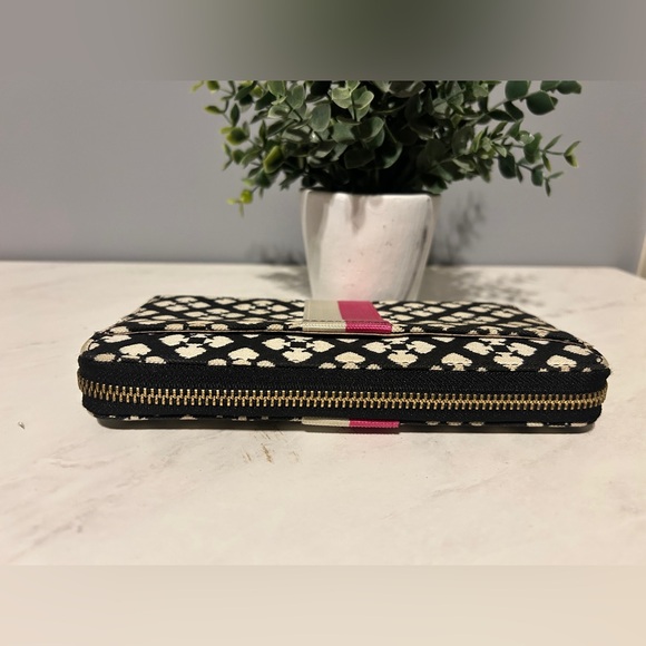 Kate Spade Black and Cream Wallet with Pink Stripe - Picture 3 of 4
